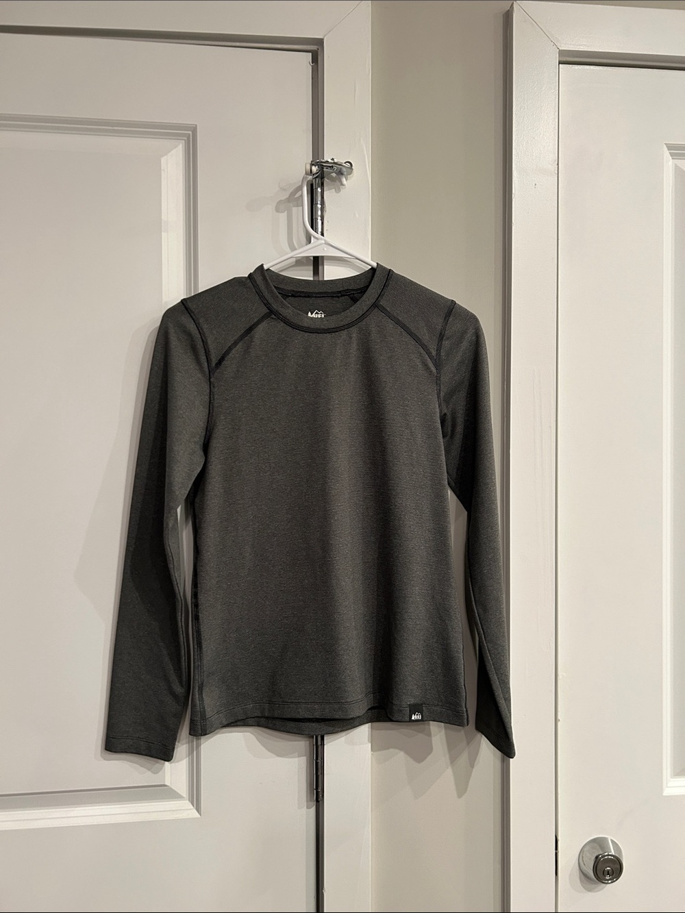 REI Grey Striped Kids Performance Long Sleeve Top